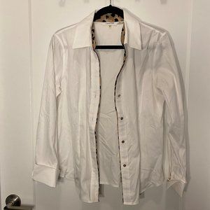 Calvin Klein white/leopard print button down shirt size M